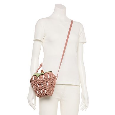 LC Lauren Conrad Strawberry Wicker Crossbody Purse