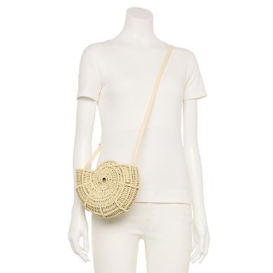 LC Lauren Conrad Straw Shell Crossbody Purse