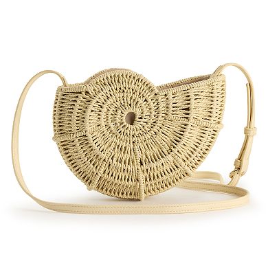 LC Lauren Conrad Straw Shell Crossbody Purse
