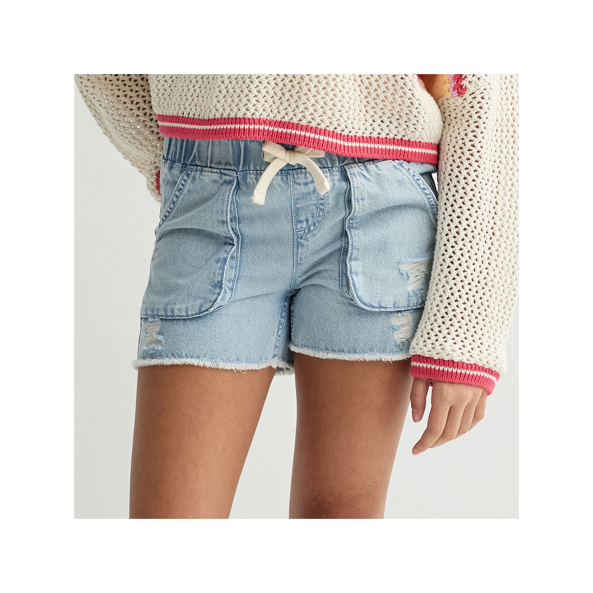 Girls 7-16 Limited Too Elastic Band with Faux Drawstring Shorts, Girls, Si
