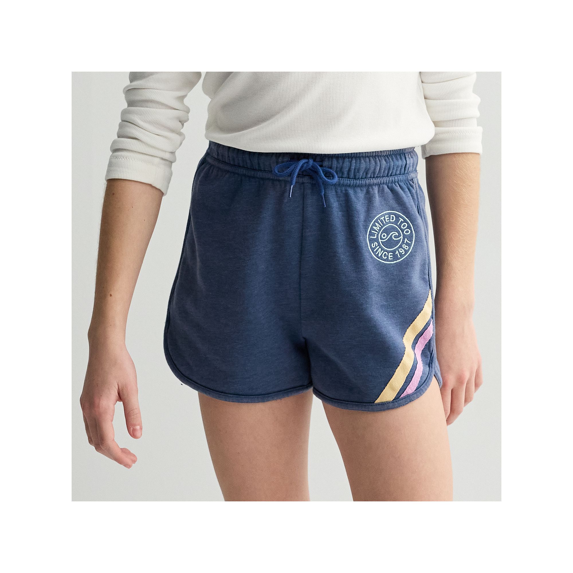 Girls 7-16 Limited Too Elastic Waistband Striped Detail Shorts, Girls, Siz