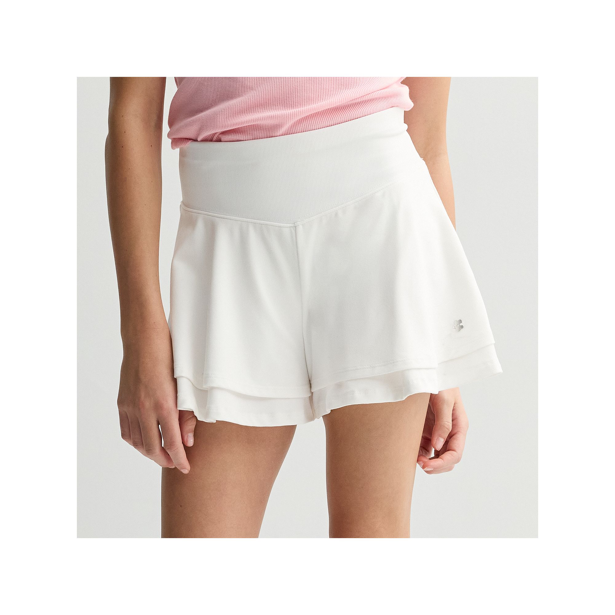 Girls 7-16 Limited Too Ribbed Waist Flutter Shorts, Girls, Size: Small, Wh