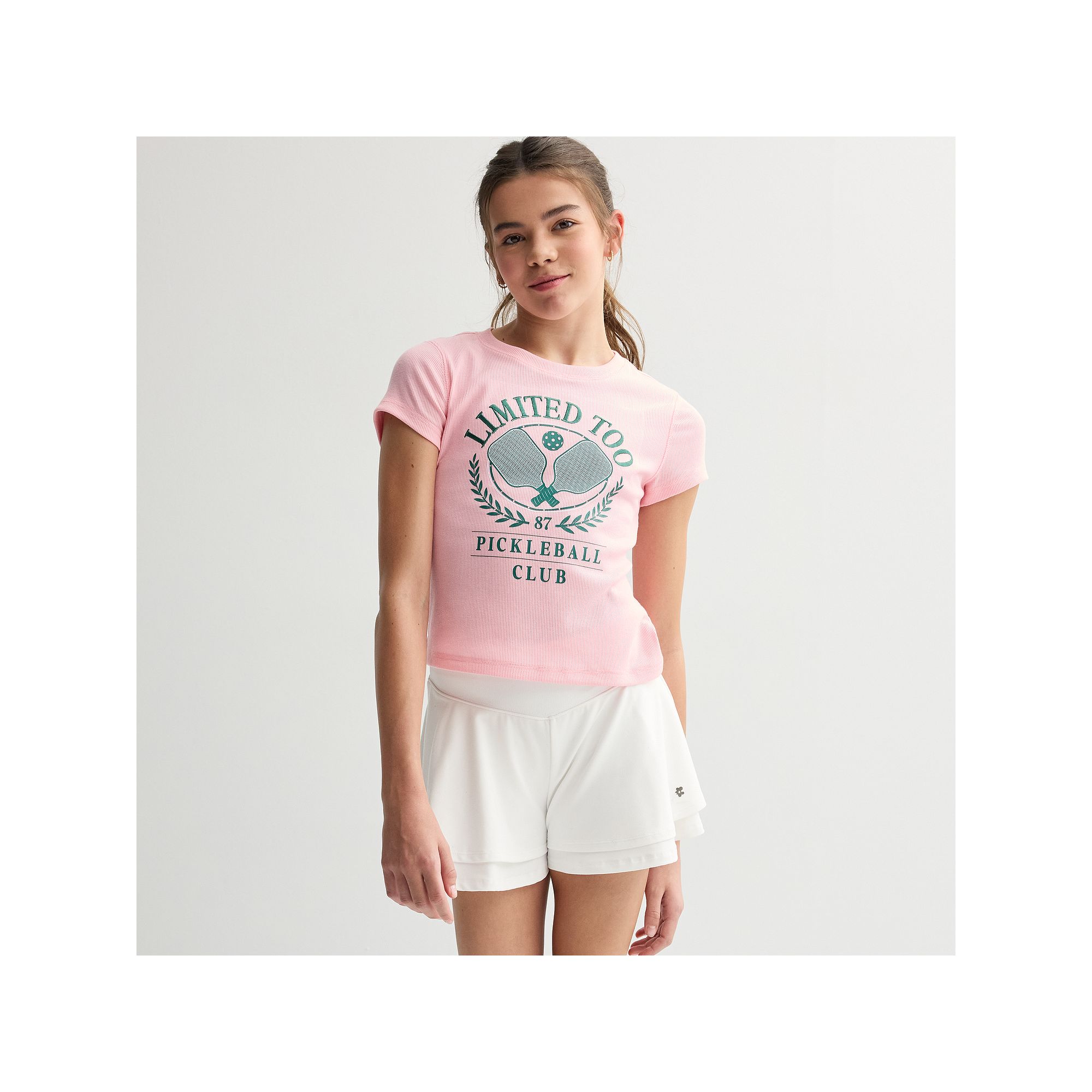 Girls 7-16 Limited Too Athletic Graphic Baby Tee, Girls, Size: Small, Pink