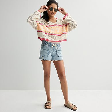 Girls 7-16 Limited Too Crochet Cropped Logo Hoodie