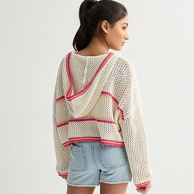 Girls 7-16 Limited Too Crochet Cropped Logo Hoodie