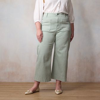 Plus Size LC Lauren Conrad Super High Rise Wildflower Wide Leg Cropped Jeans