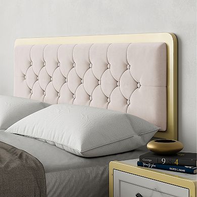 Queen Bed Frame with Headboard, Upholstered Bed Frame Queen Size with Tufted Headboard