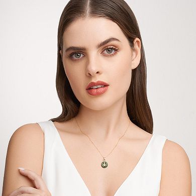 Dynasty Jade 18k Gold Over Silver Genuine Nephrite Jade & Diamond Accent Pendant Necklace