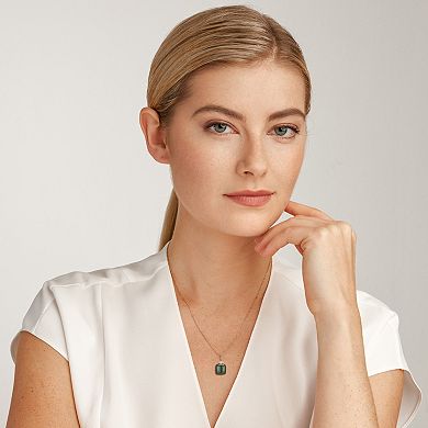 Dynasty Jade 18k Gold Over Silver Genuine Nephrite Jade & Diamond Accent Pendant Necklace