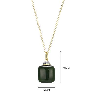 Dynasty Jade 18k Gold Over Silver Genuine Nephrite Jade & Diamond Accent Pendant Necklace