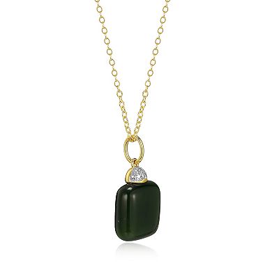 Dynasty Jade 18k Gold Over Silver Genuine Nephrite Jade & Diamond Accent Pendant Necklace