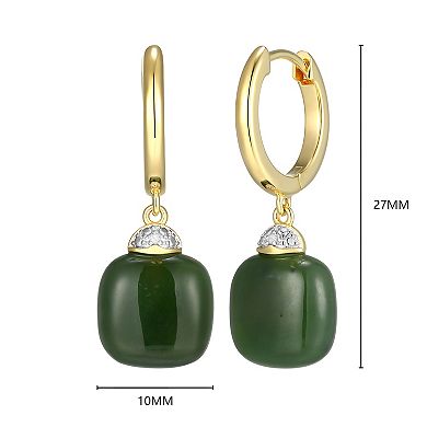 Dynasty Jade 18k Gold Over Silver Genuine Nephrite Jade & Diamond Accent Drop Earrings