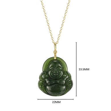 Dynasty Jade 18k Gold Over Silver Nephrite Jade Laughing Buddha Pendant Necklace