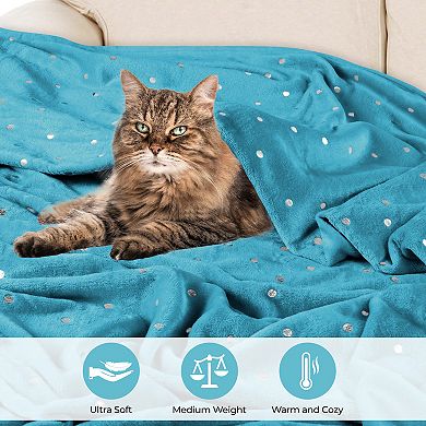 SUPERIOR Fluffy Plush Fleece Medium Weight Decorative Polka Dot Blanket
