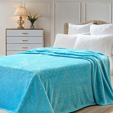 SUPERIOR Fluffy Plush Fleece Medium Weight Decorative Polka Dot Blanket