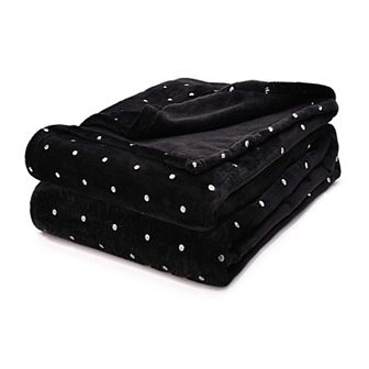 SUPERIOR Fluffy Plush Fleece Medium Weight Decorative Polka Dot Blanket Or Throw