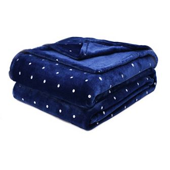 SUPERIOR Fluffy Plush Fleece Medium Weight Decorative Polka Dot Blanket Or Throw