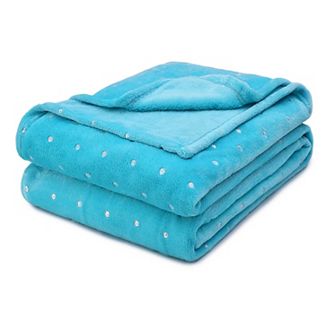 SUPERIOR Fluffy Plush Fleece Medium Weight Decorative Polka Dot Blanket Or Throw