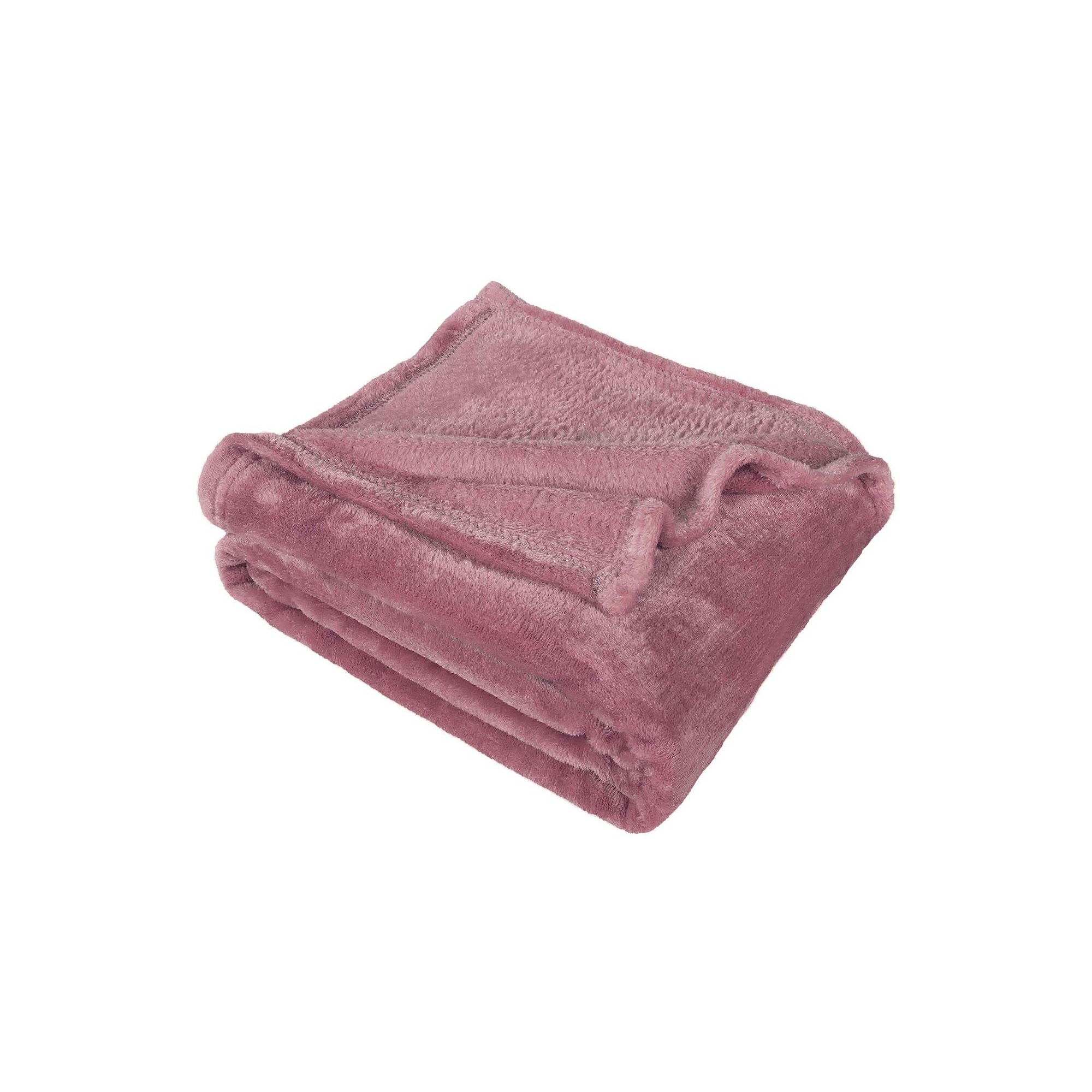 SUPERIOR Fleece Plush Medium Weight Throw Blanket, Pink