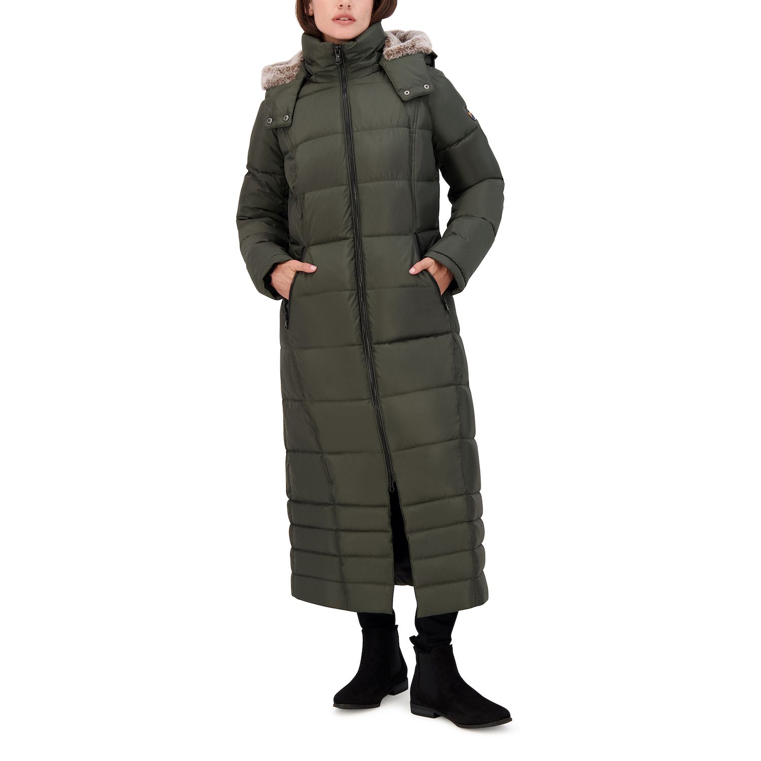 Long Puffer Vest Heavy Women's Winter Coat By ELORA- Warm Hooded