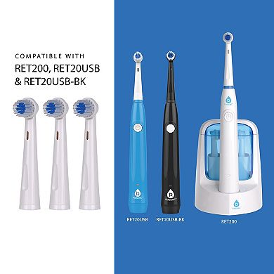 Pursonic 3 Pack Brush Head Replacement for RET20USB, RET20USB BK AND RET200 MODELS.