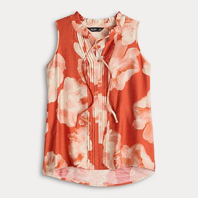 Women's Simply Vera Vera Wang Tie-Front Pintuck Sleeveless Shell Top