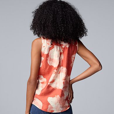 Women's Simply Vera Vera Wang Tie-Front Pintuck Sleeveless Shell Top