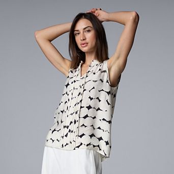Women's Simply Vera Vera Wang Tie-Front Pintuck Sleeveless Shell Top