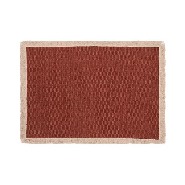 Mingle & Co. Raw Edge Canvas Solid Placemat - Auburn