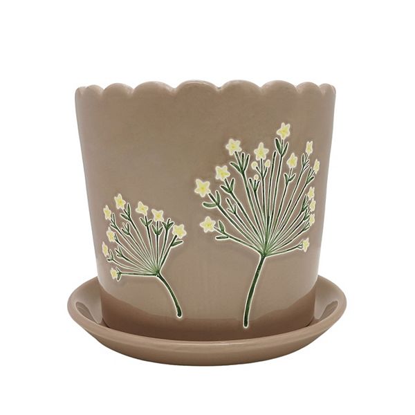 Sonoma Goods For Life® Scalloped Floral Ceramic Planter - Multi