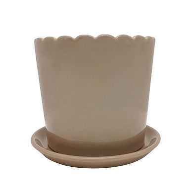 Sonoma Goods For Life Scalloped Floral Ceramic Planter