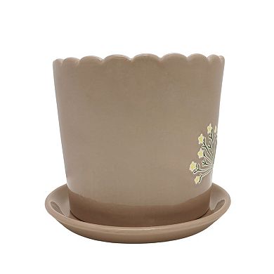 Sonoma Goods For Life Scalloped Floral Ceramic Planter