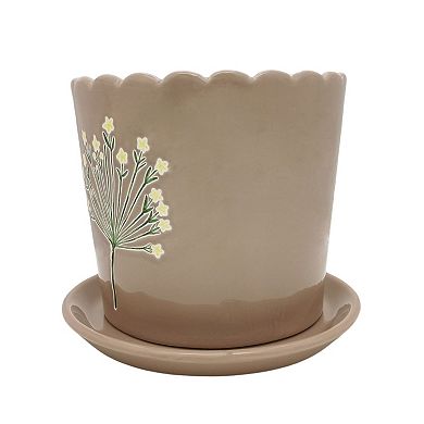 Sonoma Goods For Life Scalloped Floral Ceramic Planter