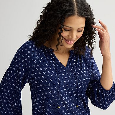 Women's Croft & Barrow® 3/4-Sleeve Peasant Top
