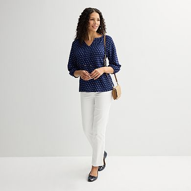 Women's Croft & Barrow® 3/4-Sleeve Peasant Top