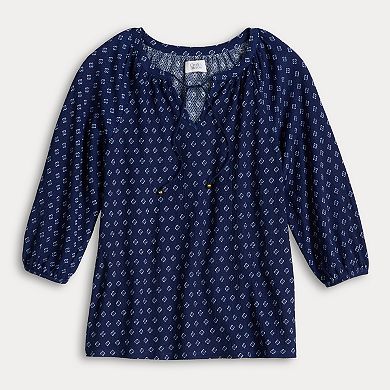 Women's Croft & Barrow® 3/4-Sleeve Peasant Top