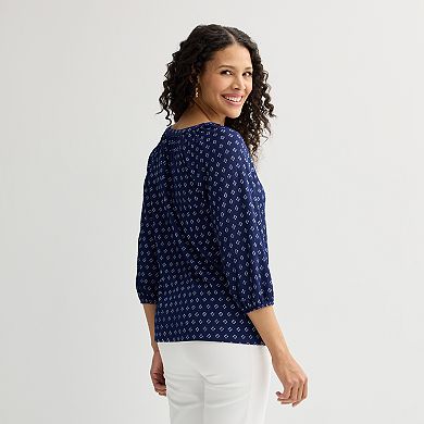Women's Croft & Barrow® 3/4-Sleeve Peasant Top