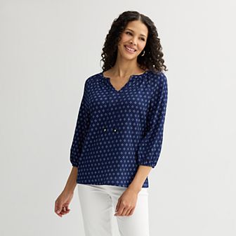 Women's Croft & Barrow® 3/4-Sleeve Peasant Top