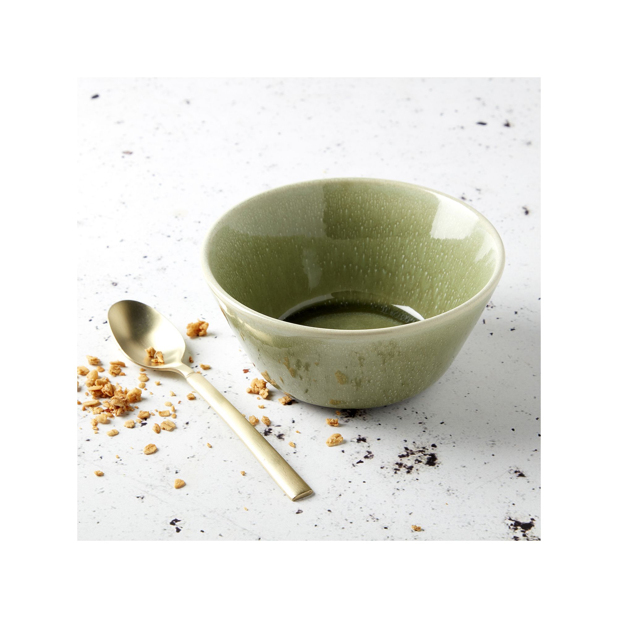 Mingle & Co. Reactive Green Cereal Bowl, Leaf Green