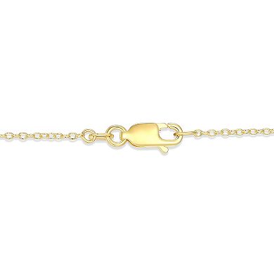 18k Gold Plated Sterling Silver White Sapphire and Diamond Accent Drop Pendant Necklace