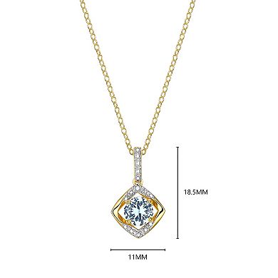 18k Gold Plated Sterling Silver White Sapphire and Diamond Accent Drop Pendant Necklace