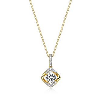 Classic Treasures 18k Gold Plated Sterling Silver White Sapphire and Diamond Accent Drop Pendant Necklace