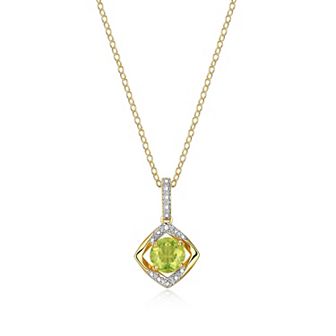 Classic Treasures 18k Gold Plated Sterling Silver White Sapphire and Diamond Accent Drop Pendant Necklace