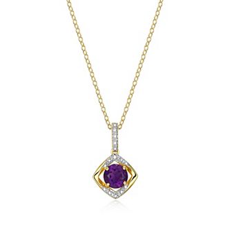Classic Treasures 18k Gold Plated Sterling Silver White Sapphire and Diamond Accent Drop Pendant Necklace