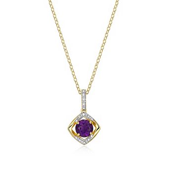 Classic Treasures 18k Gold Plated Sterling Silver White Sapphire and Diamond Accent Drop Pendant Necklace
