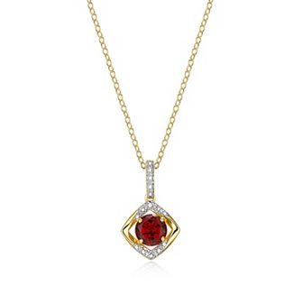 Classic Treasures 18k Gold Plated Sterling Silver White Sapphire and Diamond Accent Drop Pendant Necklace