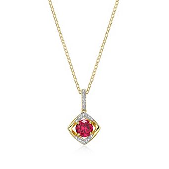 Classic Treasures 18k Gold Plated Sterling Silver White Sapphire and Diamond Accent Drop Pendant Necklace