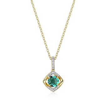 Classic Treasures 18k Gold Plated Sterling Silver White Sapphire and Diamond Accent Drop Pendant Necklace