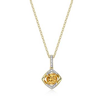 Classic Treasures 18k Gold Plated Sterling Silver White Sapphire and Diamond Accent Drop Pendant Necklace