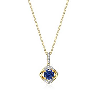Classic Treasures 18k Gold Plated Sterling Silver White Sapphire and Diamond Accent Drop Pendant Necklace